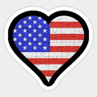 American Jigsaw Puzzle Heart Design - Gift for American With USA Roots Sticker